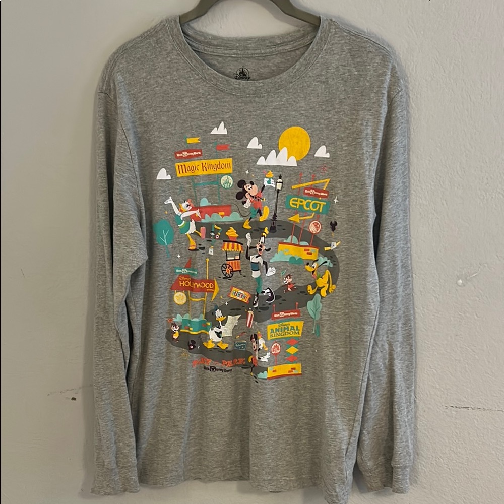 Disney Gray Long Sleeve Graphic Tee